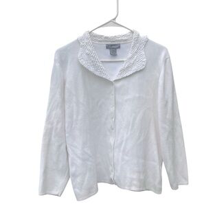 Designers Originals White Cardigan with Textured Collar